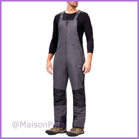 Men's Ski Bibs Waterproof Insulated Ripstop Snowboarding Overalls
